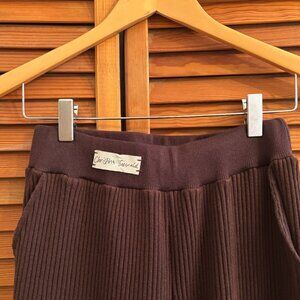 Christina Seewald Flared Ribbed Cotton Lounge Brown Pants Size Medium